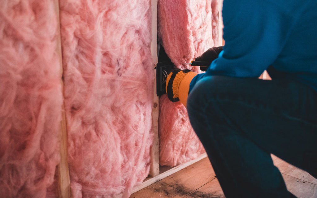 Insulation being installed