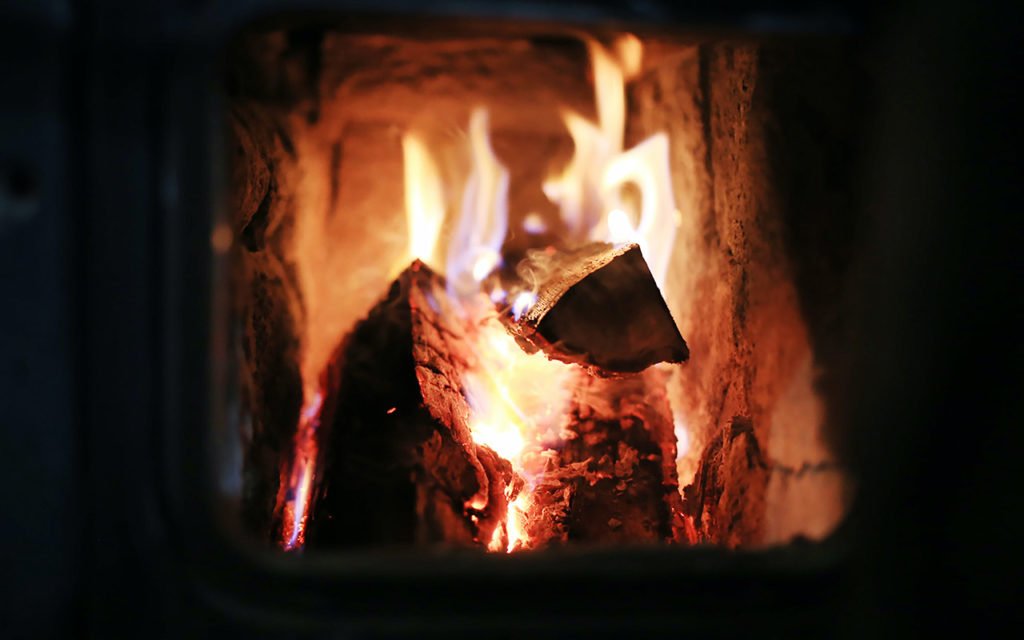 fire in a fireplace